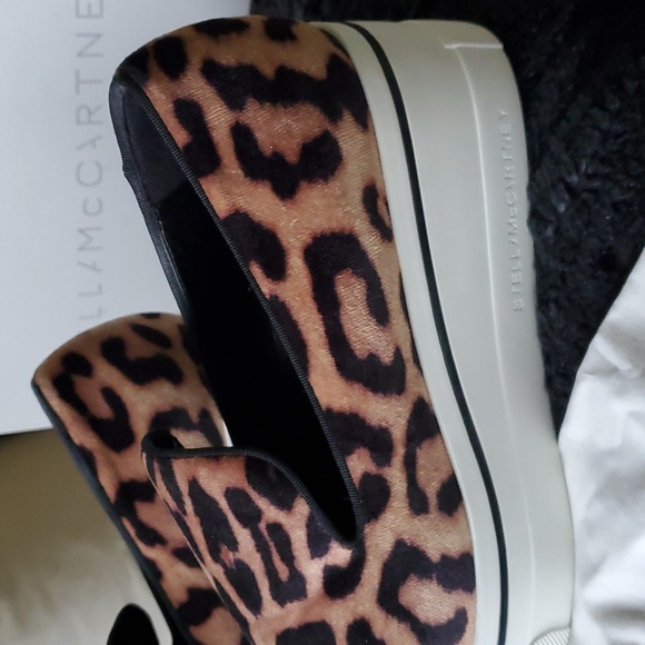 Stella McCartney Velvet Leopard Binx Platform Slip On Sneakers - Picture 2 of 7